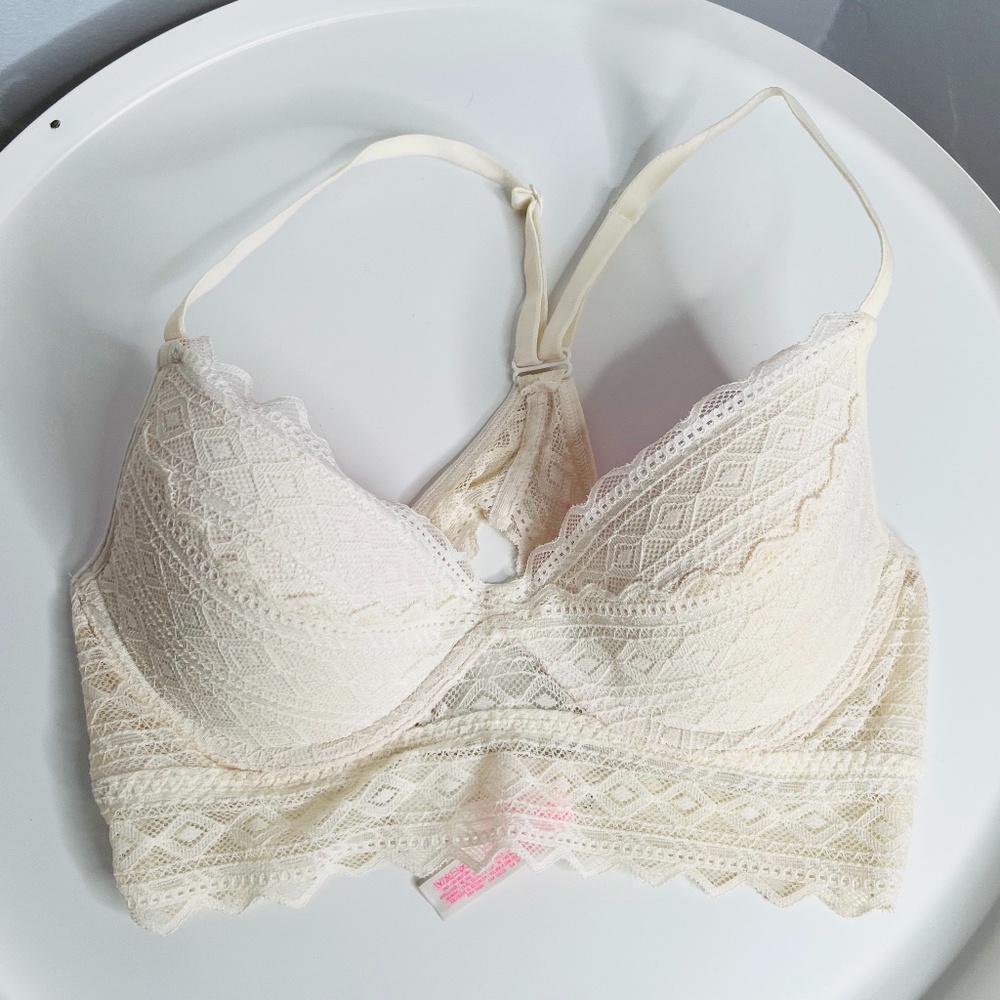 PINK Cream Lace Bralette